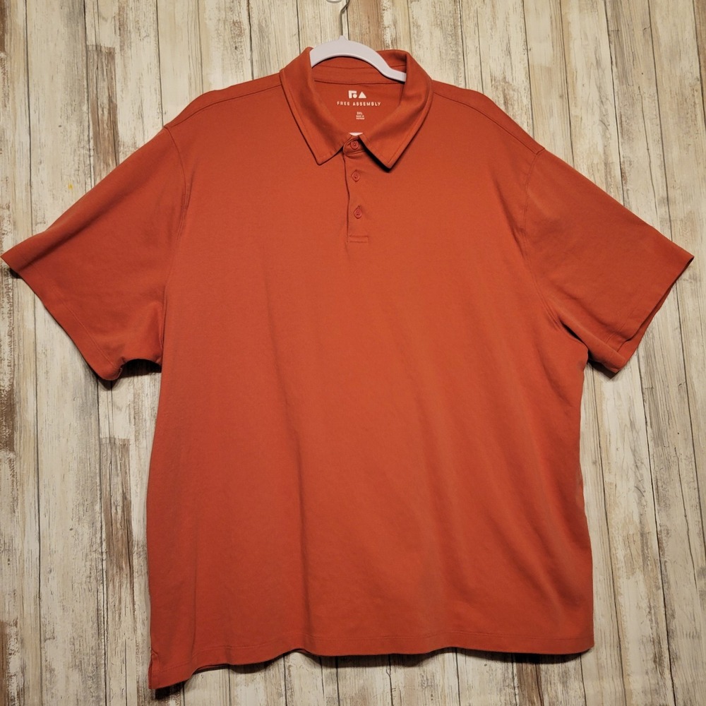 Free Assembly Mens Luxe Polo Shirt‎ Collar Short Sleeves Peach 3XL